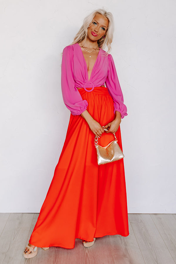 Hotel Plaza Cut Out Maxi Dress in Scarlet Image - 2