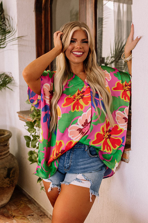 Swoop In Shift Tunic In Pink Curves Image - 1