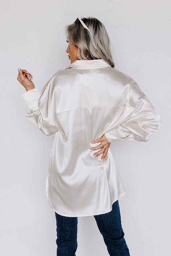 Siren Song Satin Shift Top In Cream Image - 4