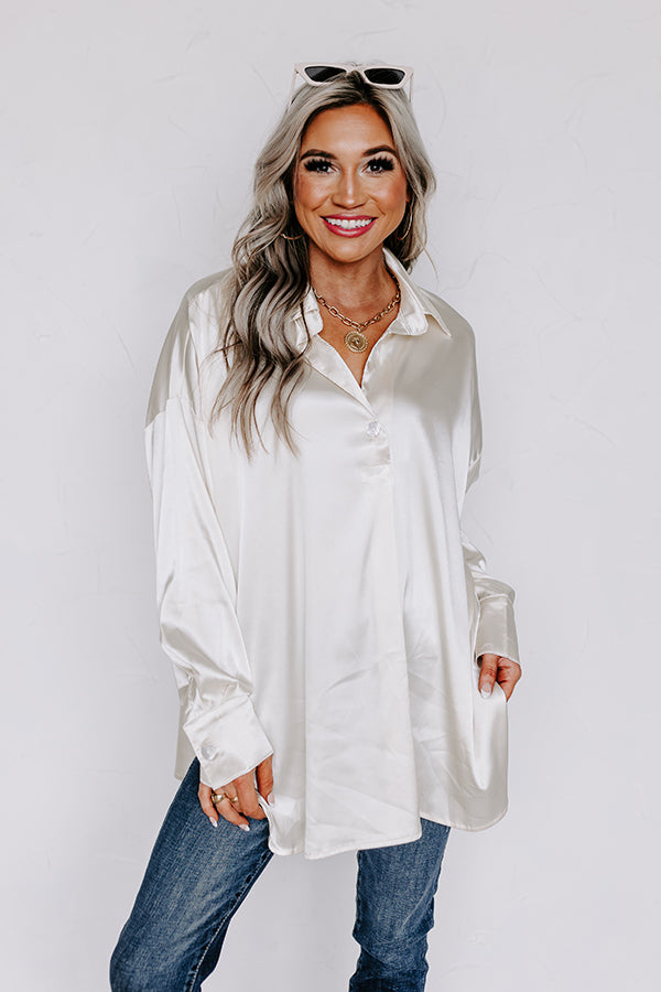 Siren Song Satin Shift Top In Cream Image - 2