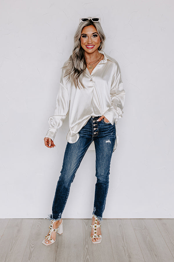 Siren Song Satin Shift Top In Cream Image - 1
