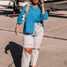 Seven Seas Button Up Top in Ocean Blue Curves Image - 1