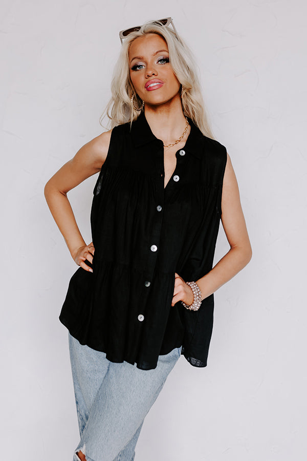 Country Club Cuteness Button Up in Black Image - 5
