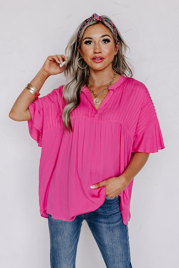 Cute Crew Shift Top in Hot Pink Image - 1