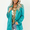 Mainstream Drama Satin Blazer In Turquoise Image - 1