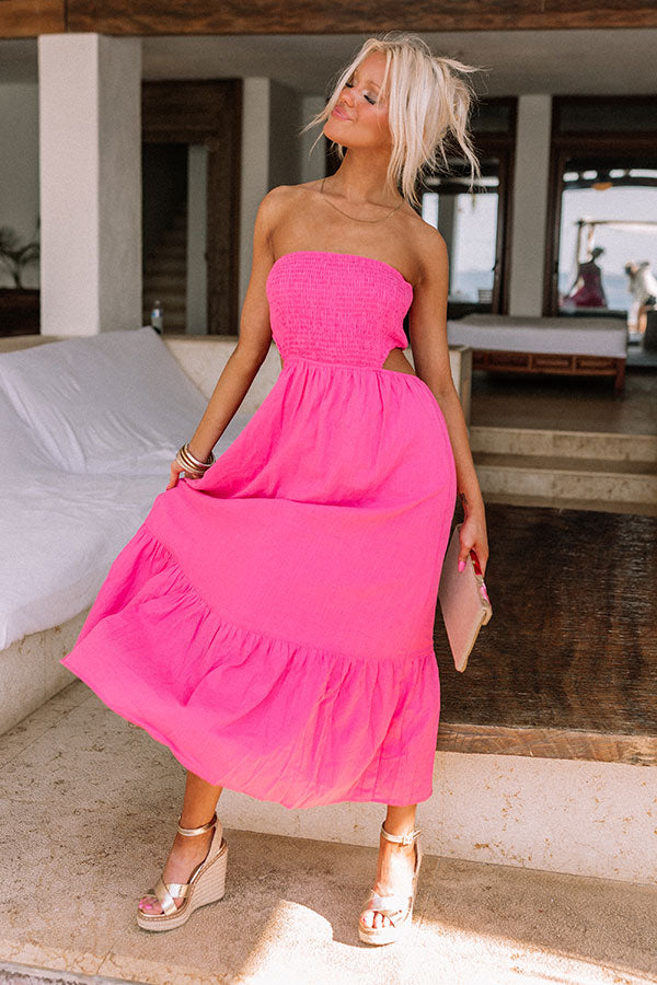 A Perfect Day Cut Out Midi In Hot Pink Image - 2