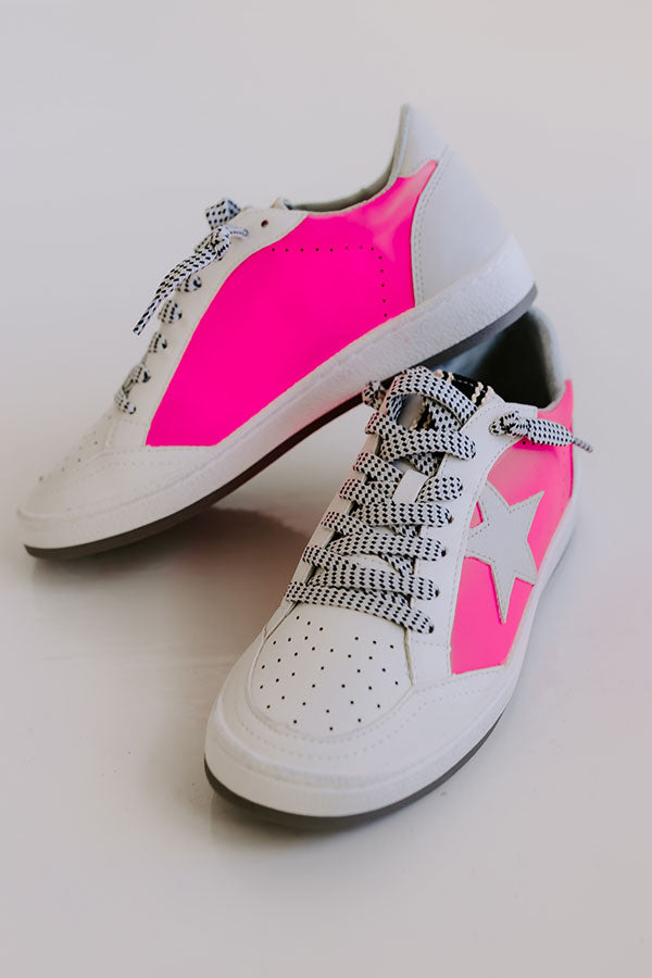 The Lily Children's Vintage Sneaker in Neon Pink Image - 4