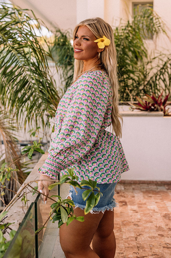 Cancun Crushing Front Tie Top In Green Curves Image - 3