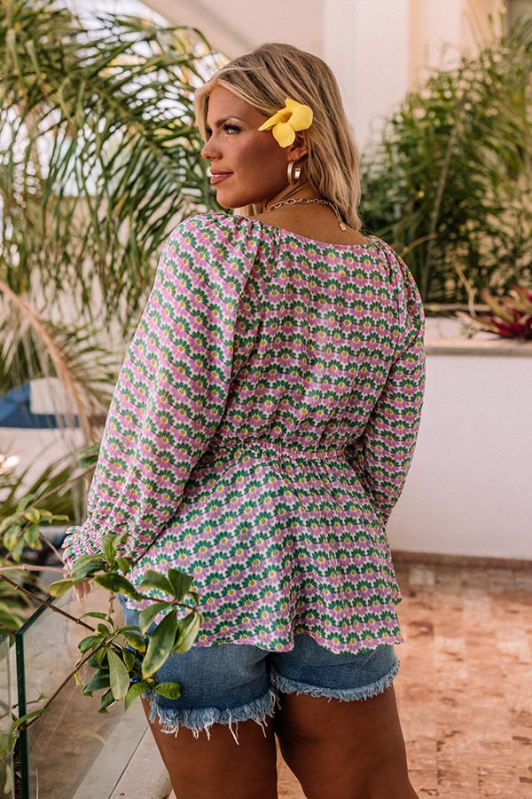 Cancun Crushing Front Tie Top In Green Curves Image - 4