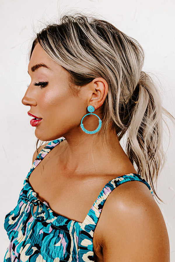 Wait And Smile Beaded Earrings In Turquoise Image - 3
