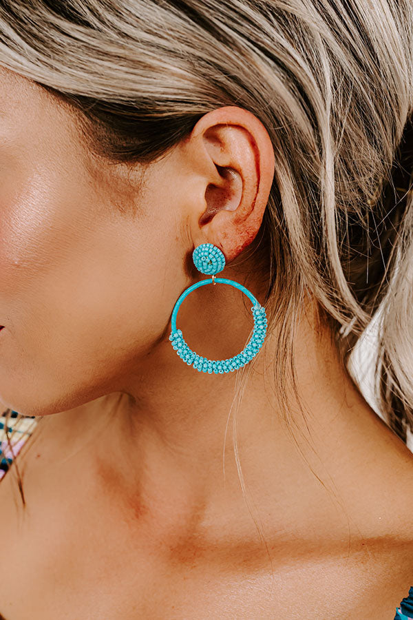 Wait And Smile Beaded Earrings In Turquoise Image - 4