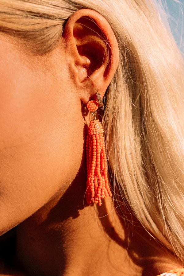 Vibrant Vibes Beaded Earrings In Orange Image - 4