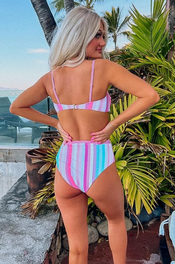 Santorini Seashells Stripe Bikini Top Image - 1