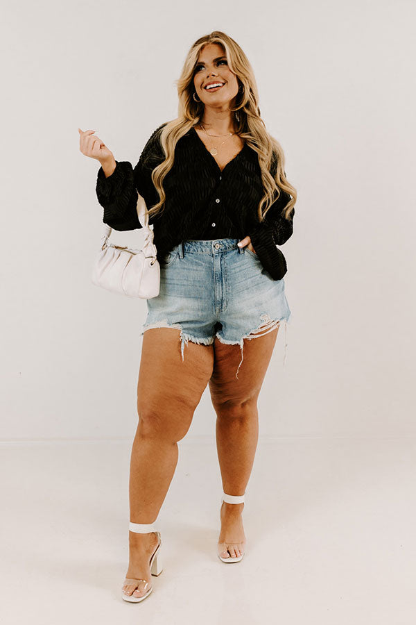 Champagne Season Pleated Top In Black Curves Image - 1