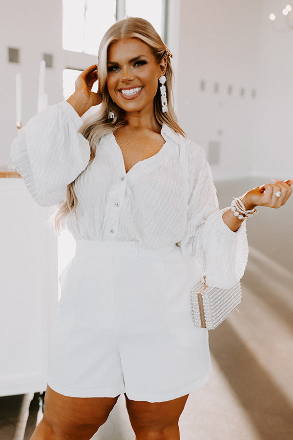 Champagne Season Pleated Top in White Curves Image - 1