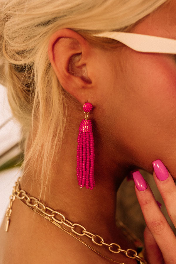 Vibrant Vibes Beaded Earrings In Hot Pink Image - 2