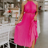 Radiant Reflection Pleated Maxi In Hot Pink Image - 1