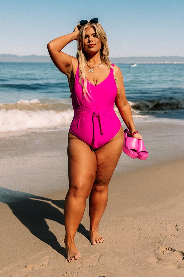 Turn Up The Waves One Piece Swimsuit in Fuchsia Curves Image - 1