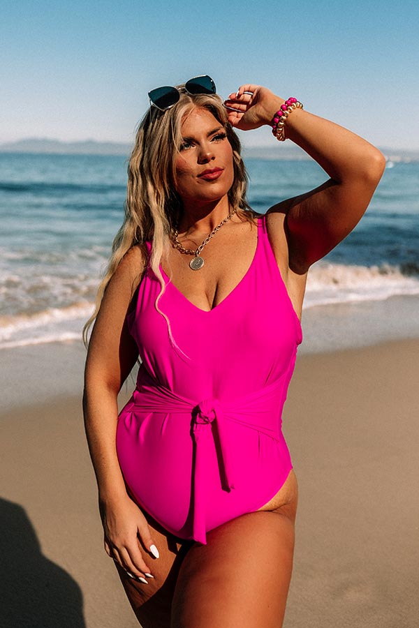 Turn Up The Waves One Piece Swimsuit in Fuchsia Curves Image - 2