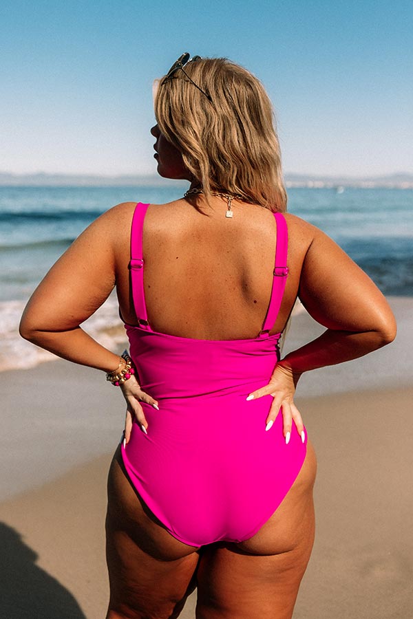 Turn Up The Waves One Piece Swimsuit in Fuchsia Curves Image - 4