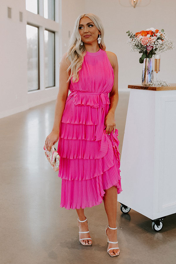 Forever Admiring Pleated Midi In Hot Pink Image - 1