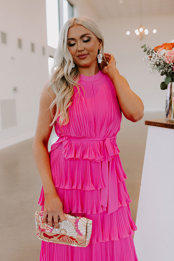 Forever Admiring Pleated Midi In Hot Pink Image - 2