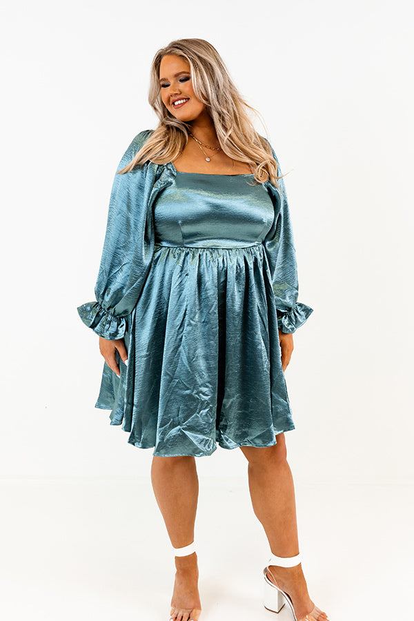 Address The Room Babydoll Dress In Teal Curves Image - 5