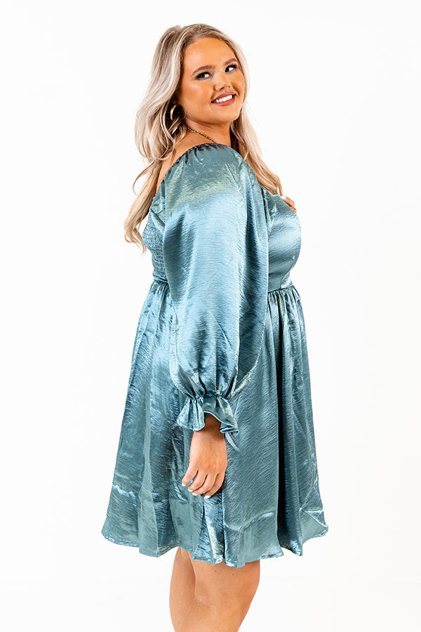 Address The Room Babydoll Dress In Teal Curves Image - 3