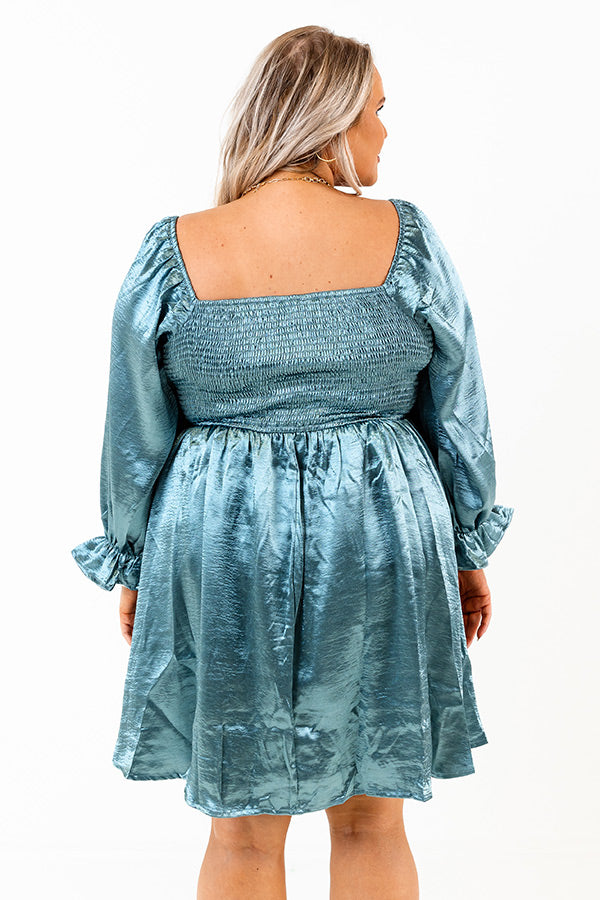 Address The Room Babydoll Dress In Teal Curves Image - 4