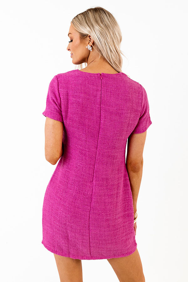 Never Speechless Tweed Mini Dress In Fuchsia Image - 3