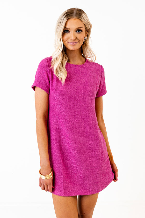Never Speechless Tweed Mini Dress In Fuchsia Image - 2