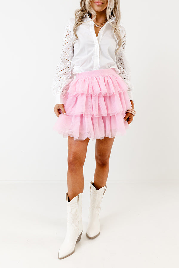 Front Row Effortless Tulle Skort In Pink Image - 2
