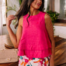Classic And Keen Linen-Blend Top In Hot Pink Image - 1