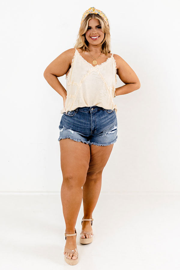 The Penelope High Waist Distressed Shorts Curves