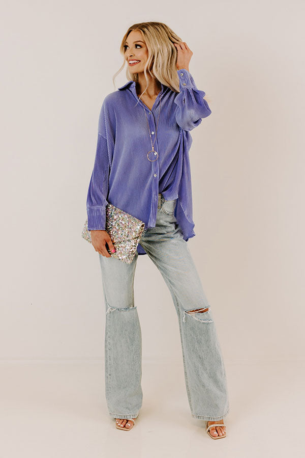 Never Speechless Pleated Button Up In Lavender Image - 1