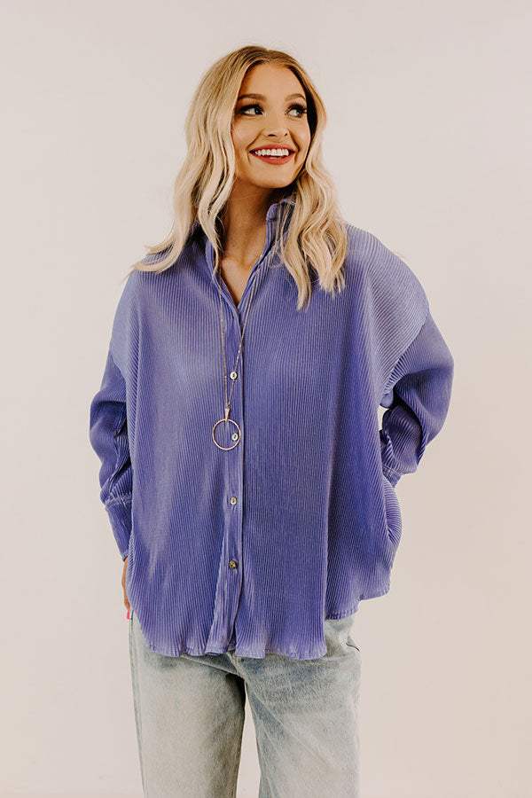 Never Speechless Pleated Button Up In Lavender Image - 3