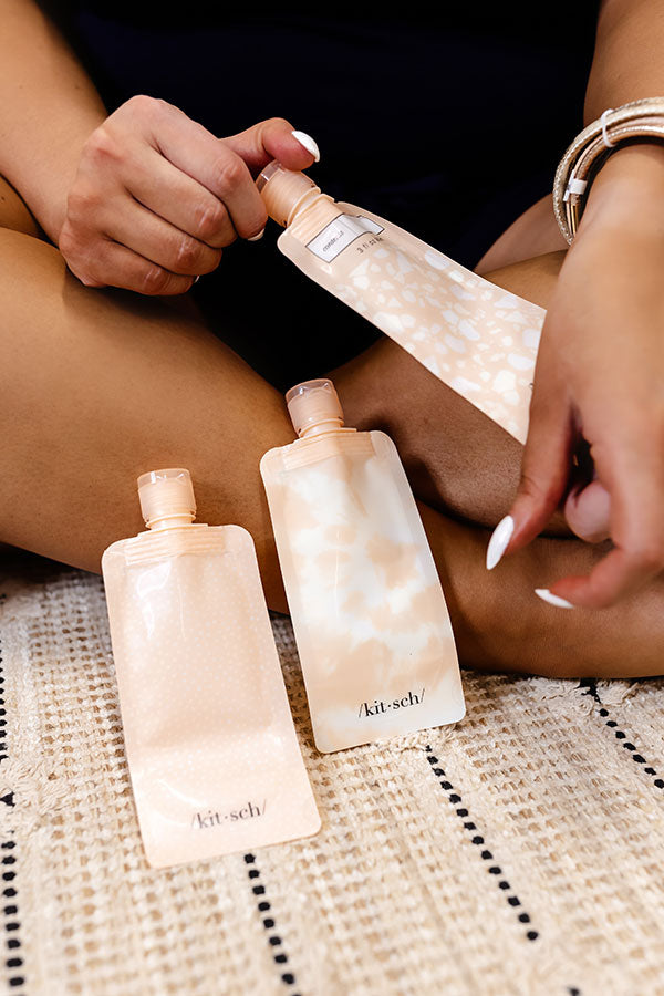 Refillable Travel Pouch 3pc Set in Blush Image - 2