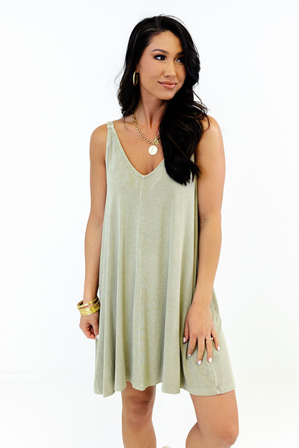 Picnic On The Beach Shift Dress In Light Sage Image - 2