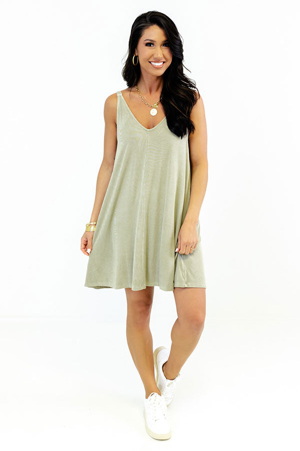 Picnic On The Beach Shift Dress In Light Sage Image - 1