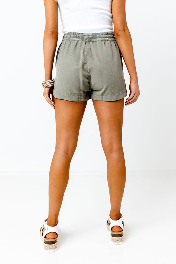 Effortless Nights Chambray Shorts In Sage Image - 5