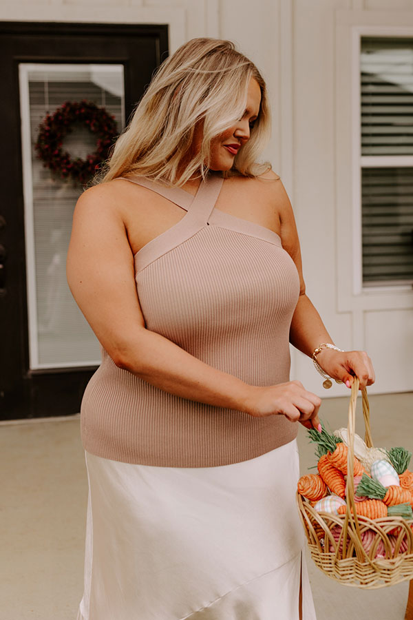 Enchanting Echoes Ribbed Top In Taupe Curves Image - 2
