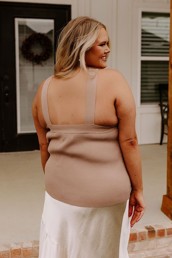 Enchanting Echoes Ribbed Top In Taupe Curves Image - 4