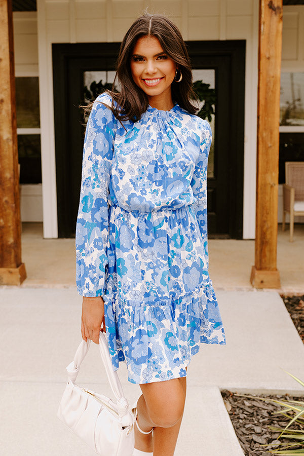 Malibu Pier Floral Dress In Blue Image - 2