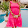 Napa Valley Retreat Smocked Midi In Hot Pink Curves Image - 1