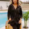 Genuine Gratitude Pleated Button Up In Black Image - 1