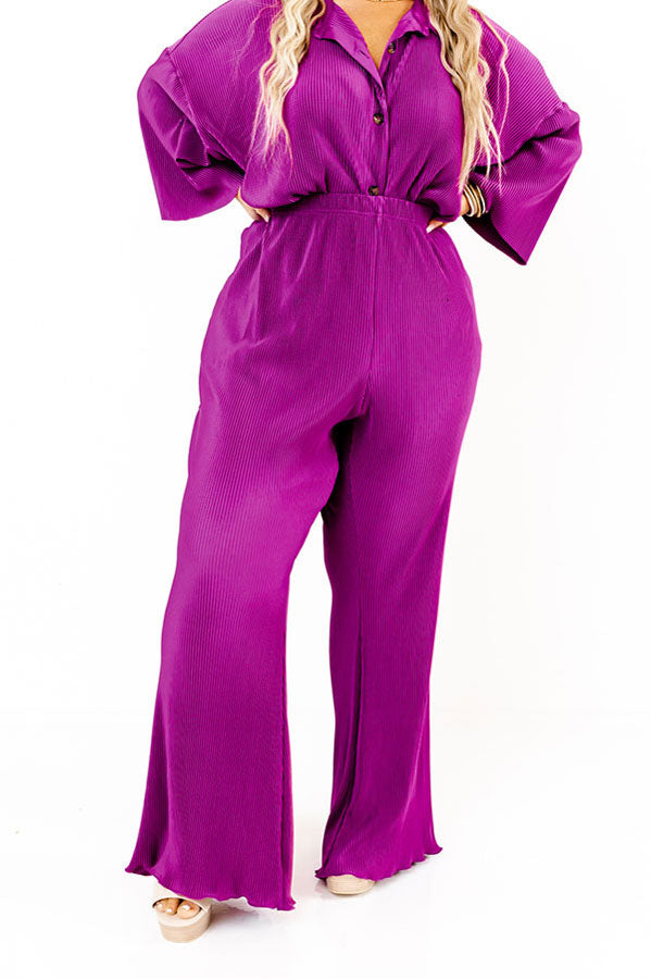 Genuine Gratitude Pleated High Waist Pants In Orchid Curves Image - 2