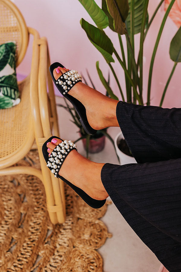 The Kelly Faux Suede Embellished Sandal In Black