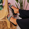 The Kelly Faux Suede Embellished Sandal In Black Image - 1