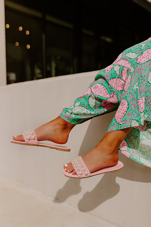 The Kelly Faux Suede Embellished Sandal In Pink Image - 3