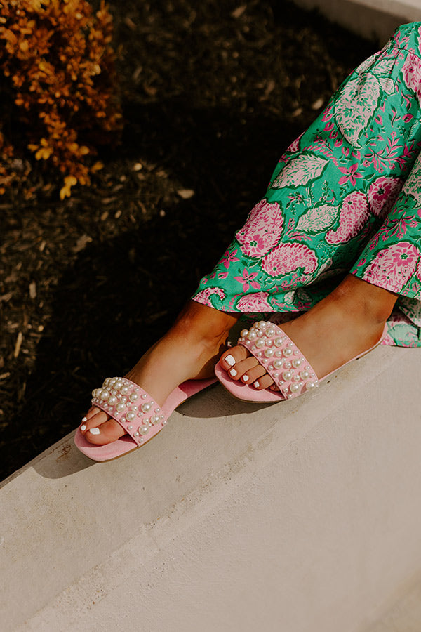 The Kelly Faux Suede Embellished Sandal In Pink Image - 4
